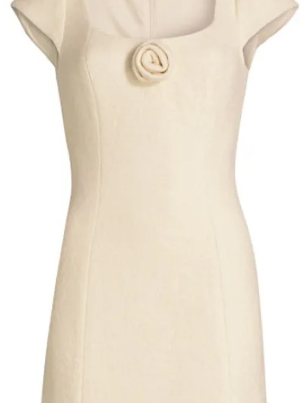 Reformation Cream Cap-Sleeve Sheath Dress with Rosette